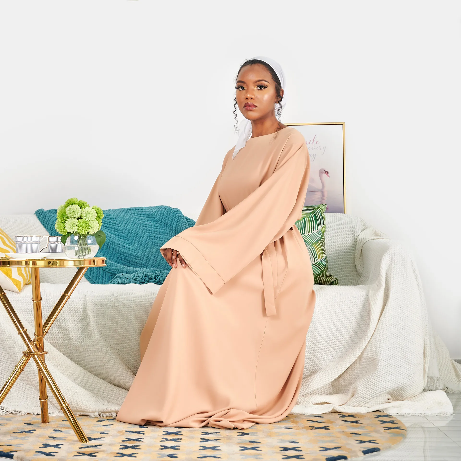 

Ramadan Eid Mubarak Solid Abaya Kaftan Dubai Long Dress Turkey Islam Muslim Arabic Abayas for Women khimar Robe Femme Musulmane