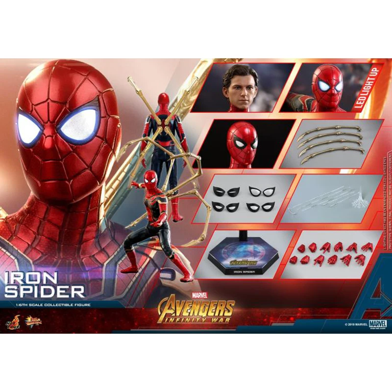 

Hottoys Original 1/6 Spiderman Action Figure Iron Spider MMS482 Avengers Infinity War Spider-man Collectible Model Kit Toys Gift