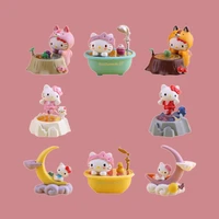 set of 8 pvc material cute japanese kt cat bathtub series action figure collection kawaii car ornaments room decor birthday gift