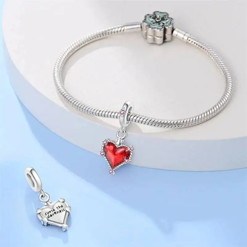 Hapilife 100% серебряные подвески из стерлингового серебра 925 пробы: изысканные карты Таро, кроваво-красная огненная змея, розы, бусины для DIY украшений (art.: 3920dc159f366) - 3920dc159f366