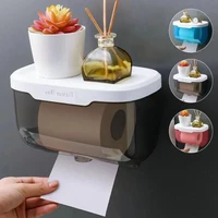 wall mount tissue holder for bathroom storage box punch free home supplies phone rack case toilet paper holder waterproof