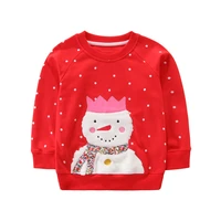 jumping meters autumn spring childrens sweatshirts for christmas snowman embroidery girls sport shirts new year clothes dots