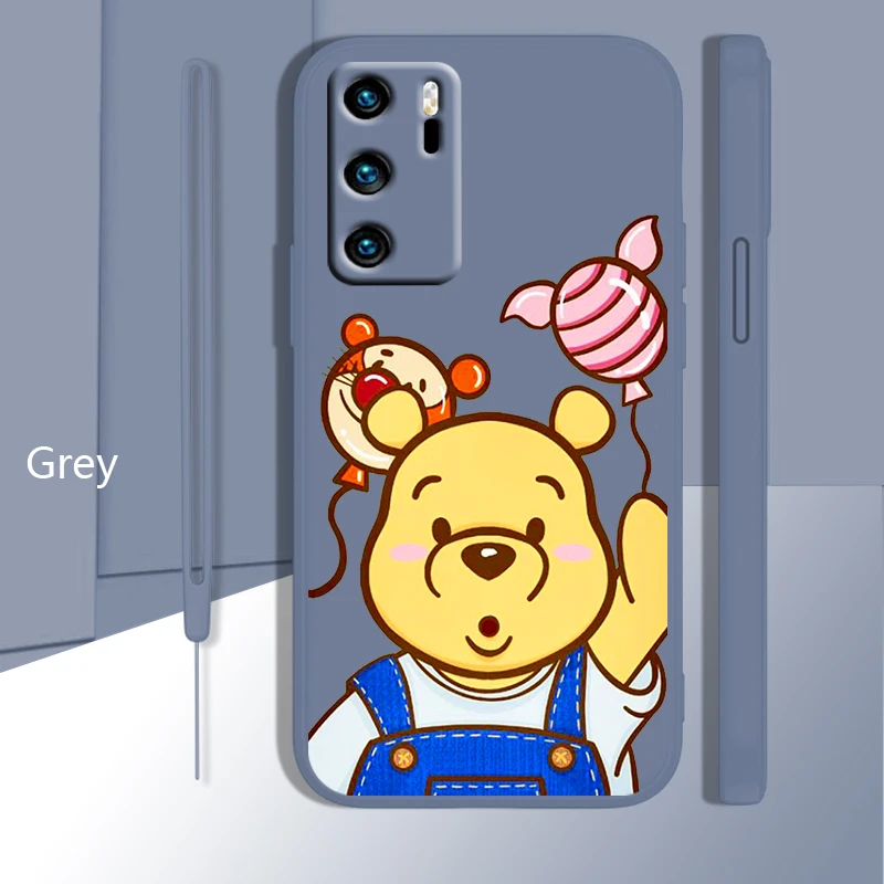 

Winnie the Pooh Cute Case For Huawei P50 P40 P30 P20 P Smart Z Pro Plus 2019 2021 Liquid Rope Phone Cover Core Coque Shell Capa