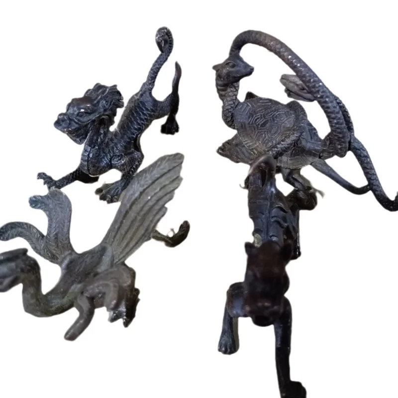 Wholesale Antique Collection Four Great Beasts Ornaments Blue Dragon White Tiger Zhuque Xuanwu Office Desktop Crafts