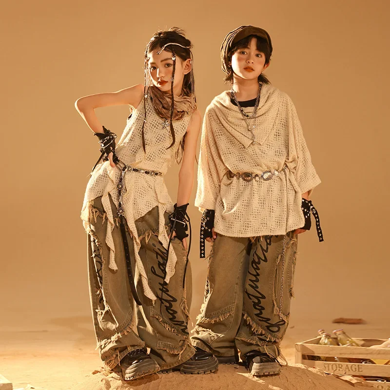 Новые детские костюмы для уличных танцев в стиле хип-хоп свободные топы девочек