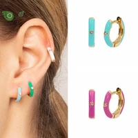 925 sterling silver needle candy color enamel earring hoop cute small hoop earrings for women party exquisite jewelry gift