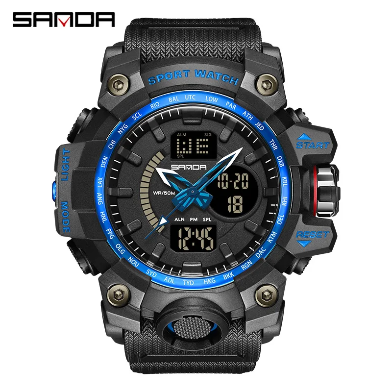 

Sanda 3132 Teenager Student Electronic Alarm Mode Wrist Clock Trendy Fashion Waterproof Digital Quartz Movement Sport Watch