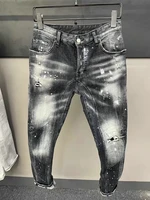 new dsquared2 menswomens jeans fashion slim stitching three dimensional cut hole patch elastic feet t156