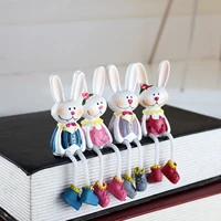 4 pcs rabbit figurines small cute resin rabbit statue with long legs colorful bunny toys rabbit decorations for the home table