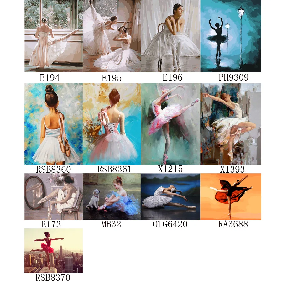 Digital oil painting diy figure decoration painting hanging painting inner frame new ballet canvas painting