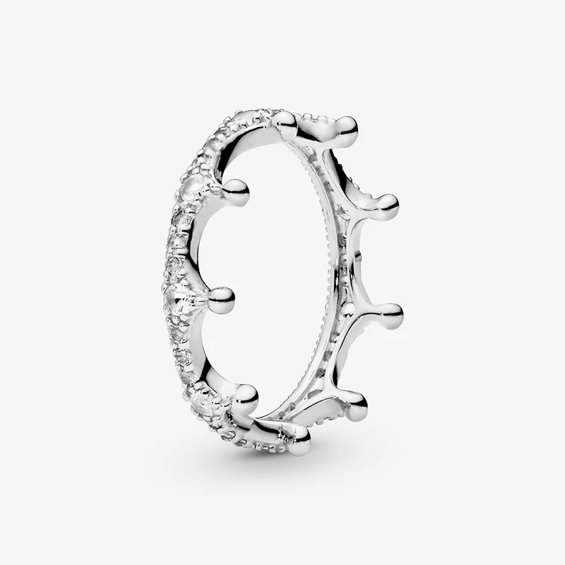 

Comfortable to Wear 925 Solid Silver Classic Tiara Clear Sparkling Finger Ring Original Women Jewelry Gift For Daily Life Scenes