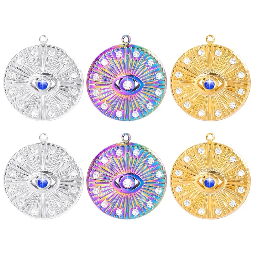 

WZNB 5Pcs Charms Stainless Steel Crystal Devil's Eye Charms for Jewelry Making Earring Pendant Necklace Accessories Diy Material