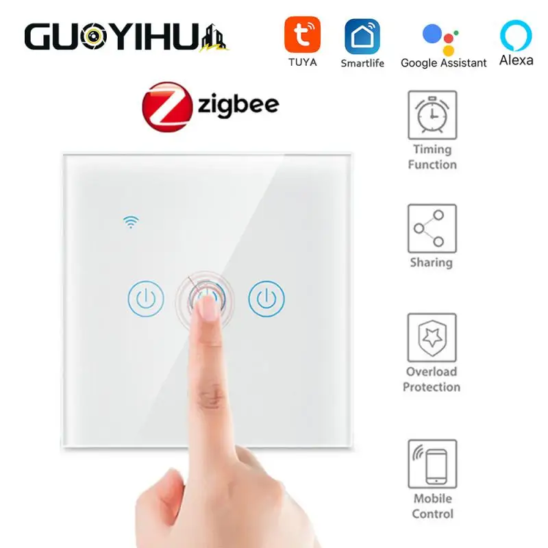 

1/2/3/4gang Smart Light Switch Tuya Zigbee Wireless Smart Touch Switch For EU Smart Home Support Alexa Google Home Yandex Alice