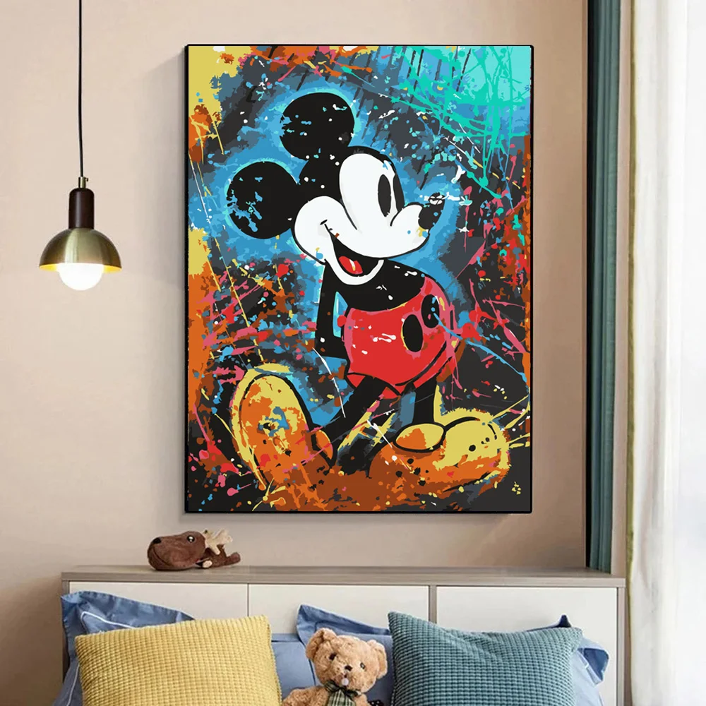 

Disney Mickey Mouse DIY Painting By Numbers Acrylic Oil Painting On Canvas Wall Art Watercolor Cartoon Poster For Kids Room