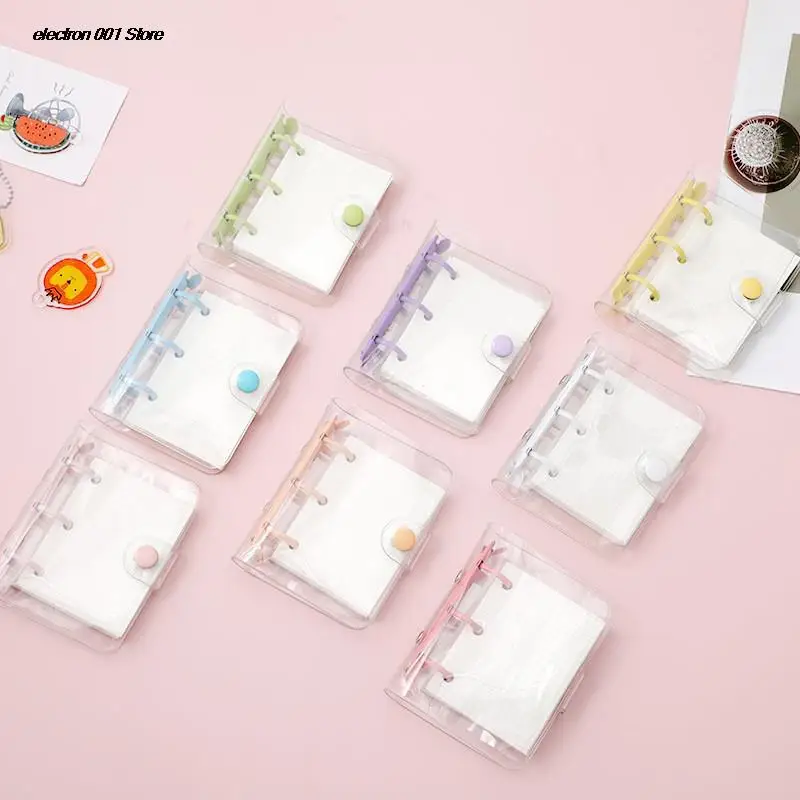

Kawaii Transparent Mini Binder Notebook Cover Cute Girl-heart DIY Diary Notepad Kpop Photocard Collect Book Album Stationary