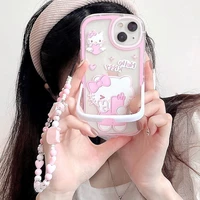 sanrio hello kitty cute chain bracket phone cases for iphone 13 12 11 pro max xr xs max x lady girl shockproof soft shell gift