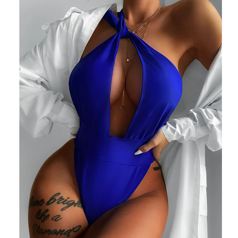

Women's Sexy Cutout One Piece Swimsuit Cheeky Ring Swimwear Bathing Suits Monokini