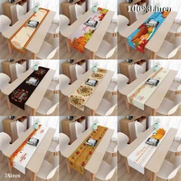 3sizes popular lace linen thanksgiving day printed table runner flag dining kitchen tablecloth table cover party home decor