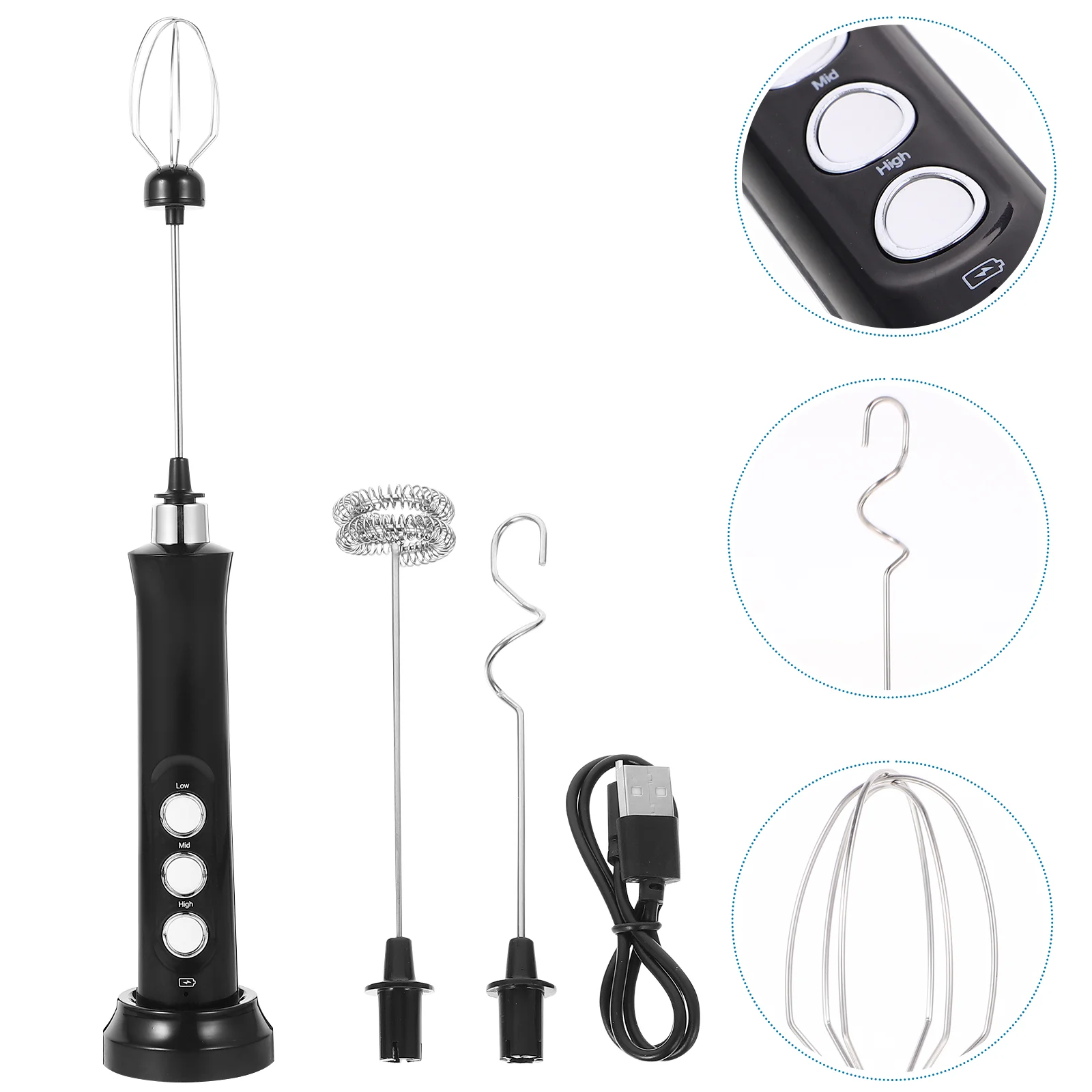 

Egg Beater Mini Electric Coffee Frother Stainless Steel Small Hand Mixer