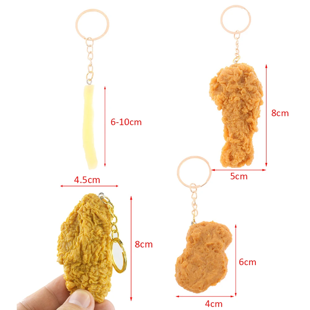 1Pcs Fried Chicken Leg Food Pendant Key Ring For Friend Gift Fashion Creative Simulation Chicken Wings Bag Car Box Keychain images - 6