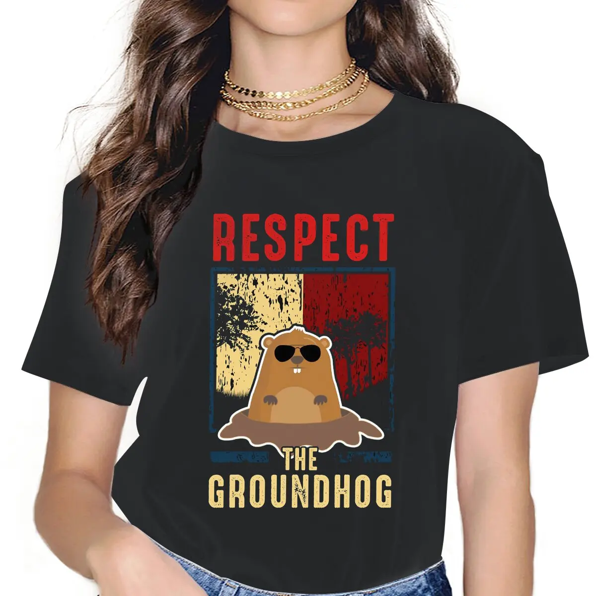 

Cute Respect Sweet Girls Women T-Shirt Groundhog Day Phil Rita Larry Candlemas Spring 5XL Blusas Harajuku Casual Vintage Tops