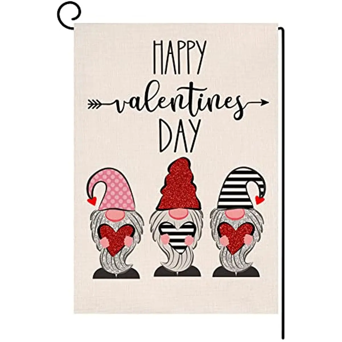 

Valentines Day Gnomes Garden Flag Double Sided Burlap Love Heart Farmhouse Spring Yard Outdoor Decoration 12x18 Inches Flags
