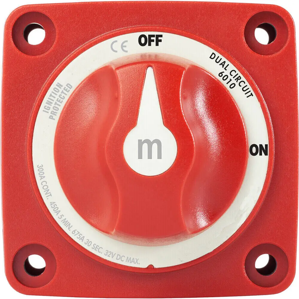 

New 300A 6010 Marine M-Series Mini Dual Circuit Battery Switch ON/OFF- Red