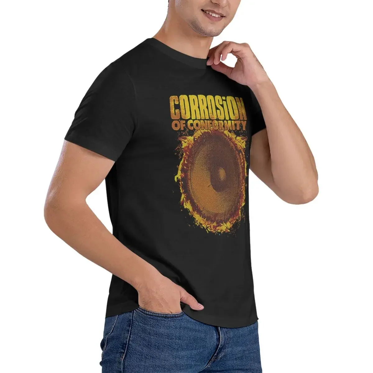 Мужская хлопковая футболка с коротким рукавом и круглым вырезом