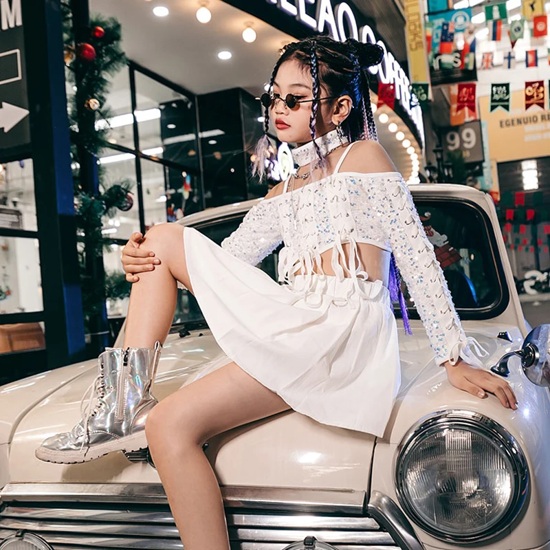 Блестящая танцевальная одежда для джазовых танцев праздничная девочек