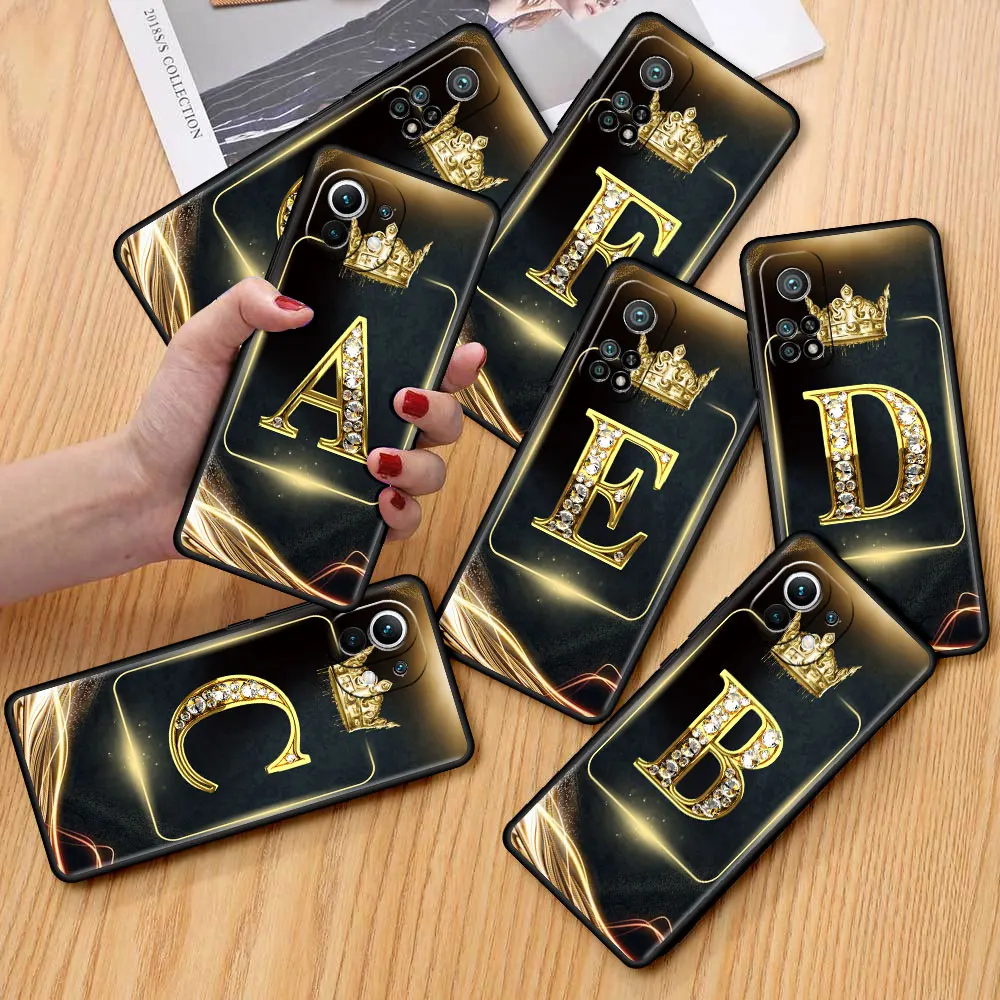 

Black Estuche Case For Xiaomi Mi Poco X3 NFC M3 10T Pro 11T 5G Mobile Phones Funda 9T Note 10 Lite F1 Cover Black Gold Letters