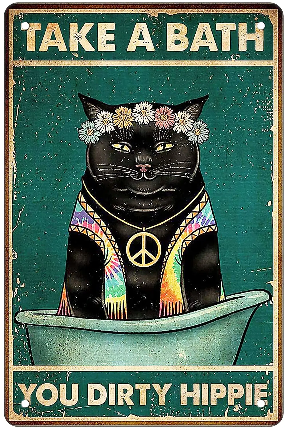 

Забавный Черный кот для ванной комнаты подарок для влюбленных винтажный Кот Настенный декор плакат искусство Черный кот металлический жестяной знак-принимайте ванну грязный хиппи