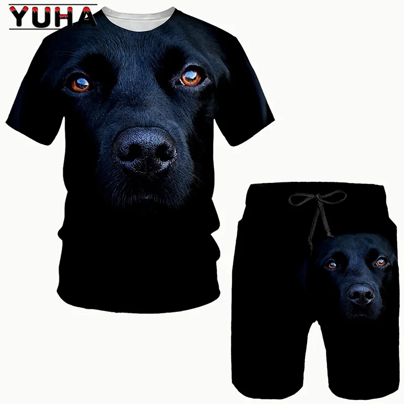 YUHA, Rottweiler 3D Printed Dog Men's T shirt Shorts Set Men's Sportswear Tracksuit Summer O Neck Short Sleeve Cool Men's Clothi
