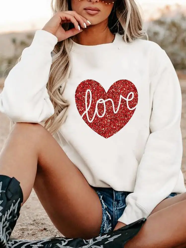 

Женские повседневные пуловеры с принтом Love Heart и надписью