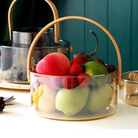 creative portable glass small ice bucket bar ice cube bucket storage basket container household fruit storage bucket
