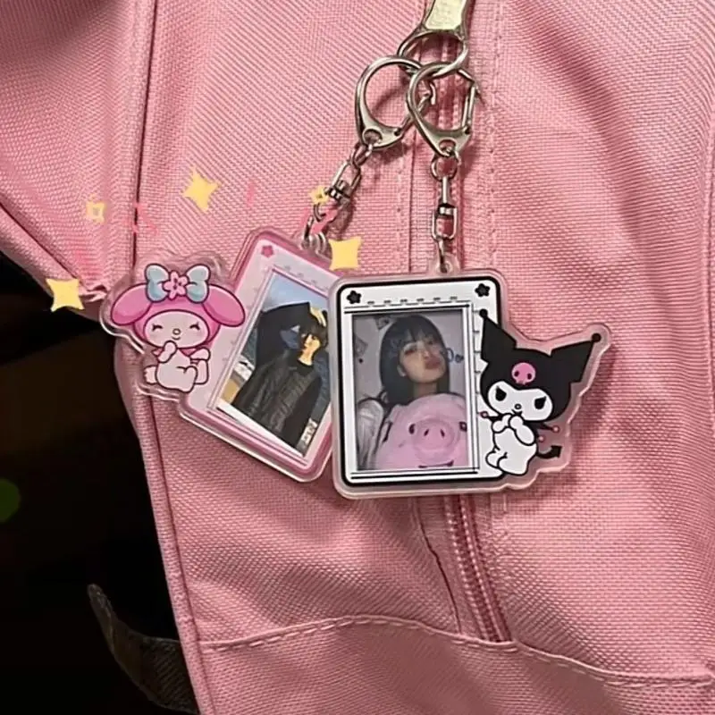 

Sanrios фоторамка для ключей брелок Hello Kitty Kuromi Cinnamoroll Kawaii Сделай Сам акриловый кулон-идол звезда индивидуальный брелок подарок