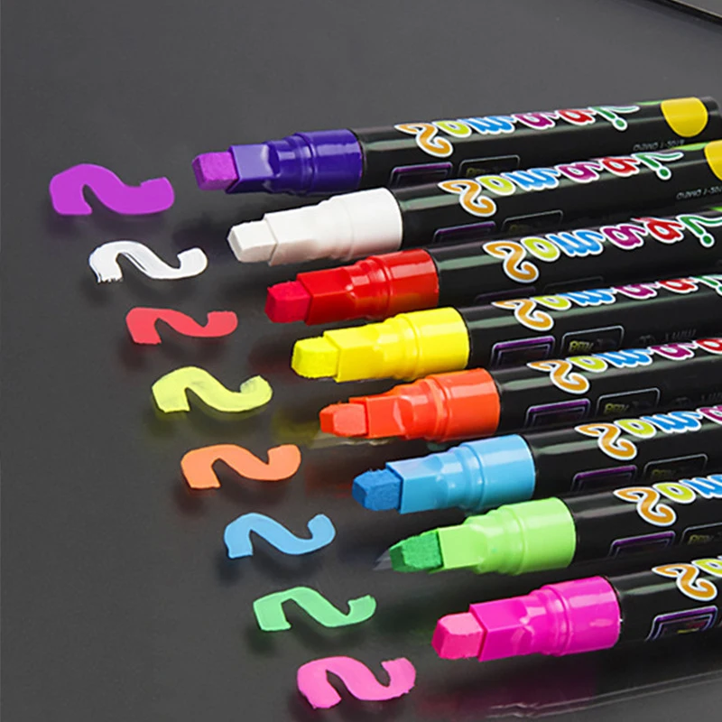 

8 Colors Highlighter Fluorescent Liquid Chalk Marker Neon Pen For LED Writing Board Blackboard Glass Painting Graffiti Office Su
