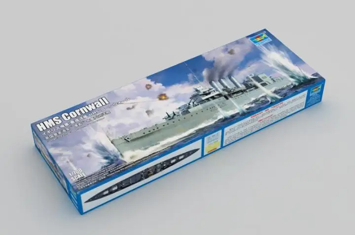 

Static Ship Assembly Model 1/700th Scale U.K HMS Cornwall Cruiser Building Toys For Boys Gift Children Adults Hobby Collection