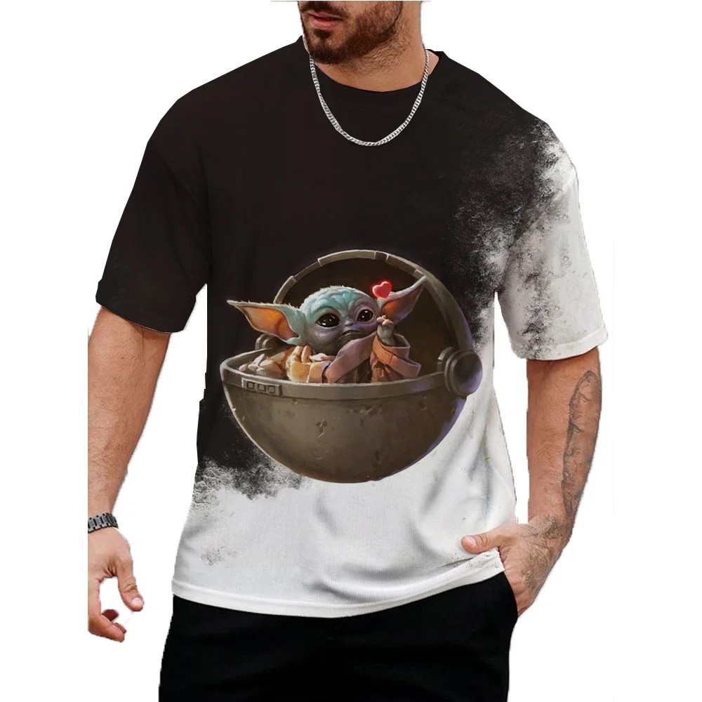 Футболка мужская с коротким рукавом свободная рубашка принтом Marvel Yoda топ для
