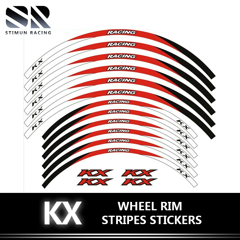 

FOR KAWASAKI KX 250 /X/F KX125 KX 450 /X/F 21" 19" WHEEL RIM STRIPES STICKERS