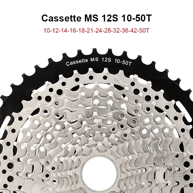 Кассета MS SUNSHINE 12 Скоростей 10-50T/52T MTB Micro Spline K7 12V Shimano M6100 118 звеньевая цепь для