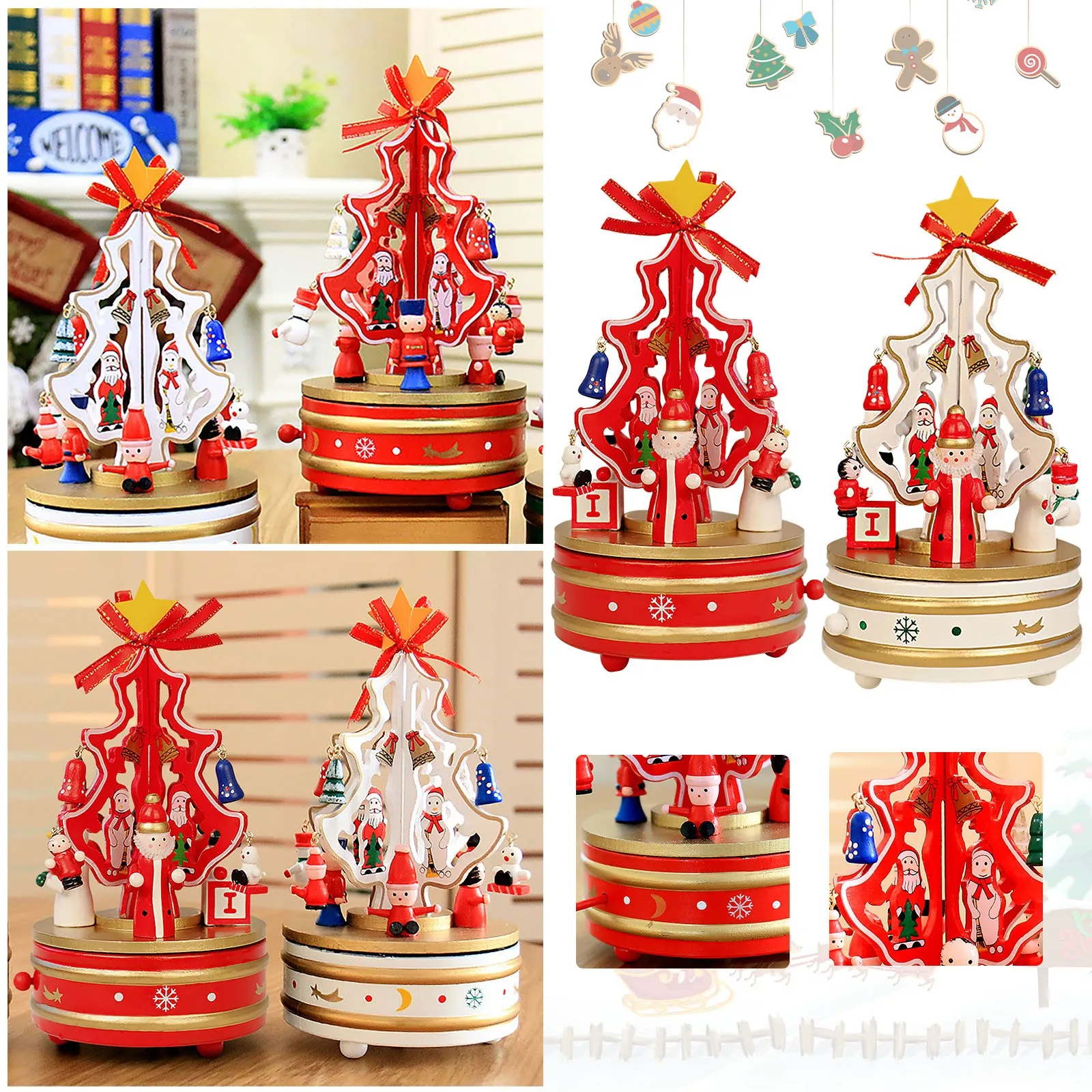 Детская Рождественская елка вращающаяся музыкальная шкатулка строительные