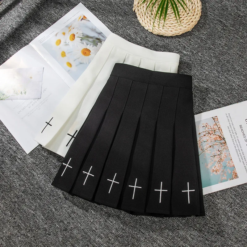

Женская плиссированная мини-юбка с завышенной талией, модная Милая женская короткая юбка-трапеция в стиле Харадзюку, Женская юбка