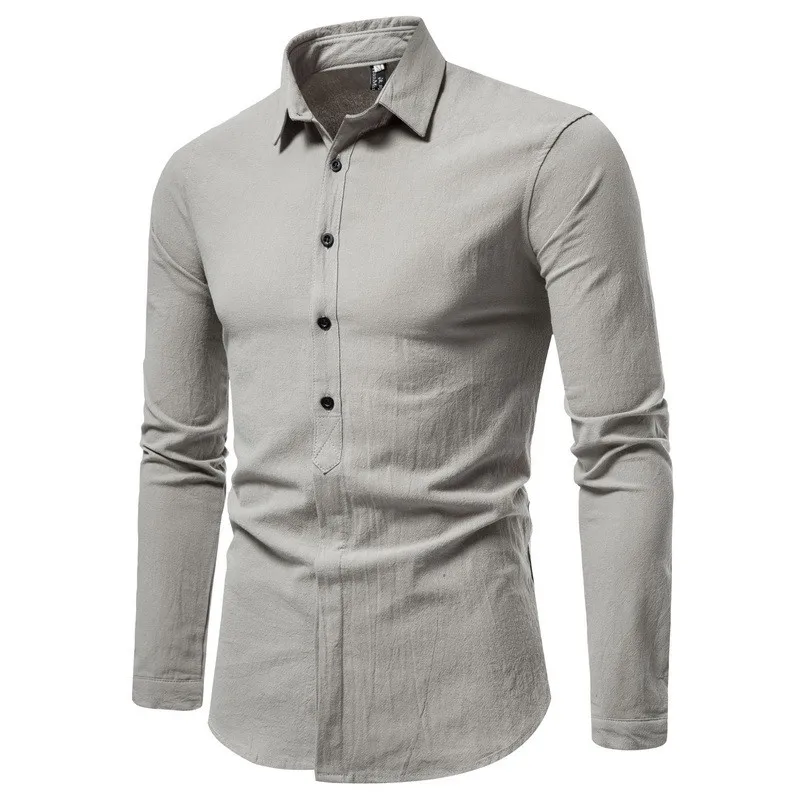 

Men's Solid Casual Polo Shirt Long-sleeved Shirt