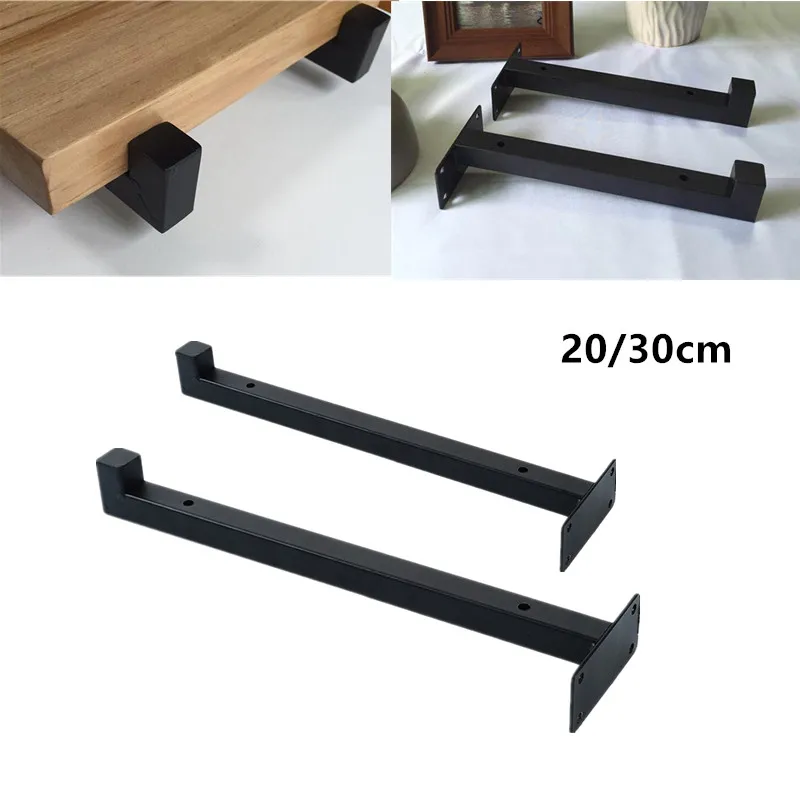 

Black 20/30CM Wall Mounted Single Layer Board Wrought Iron Bracket Metal Wooden Partition Board Support Furniture Shelf Brackets