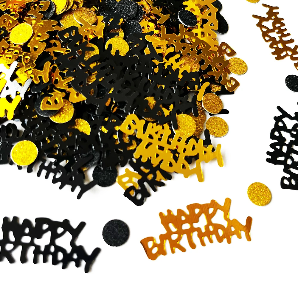 

Black Gold Digital Table Confetti 16 18 21 30th 40th 50th 60th Happy Birthday Party Wedding Anniversary Table Scatter Decoration