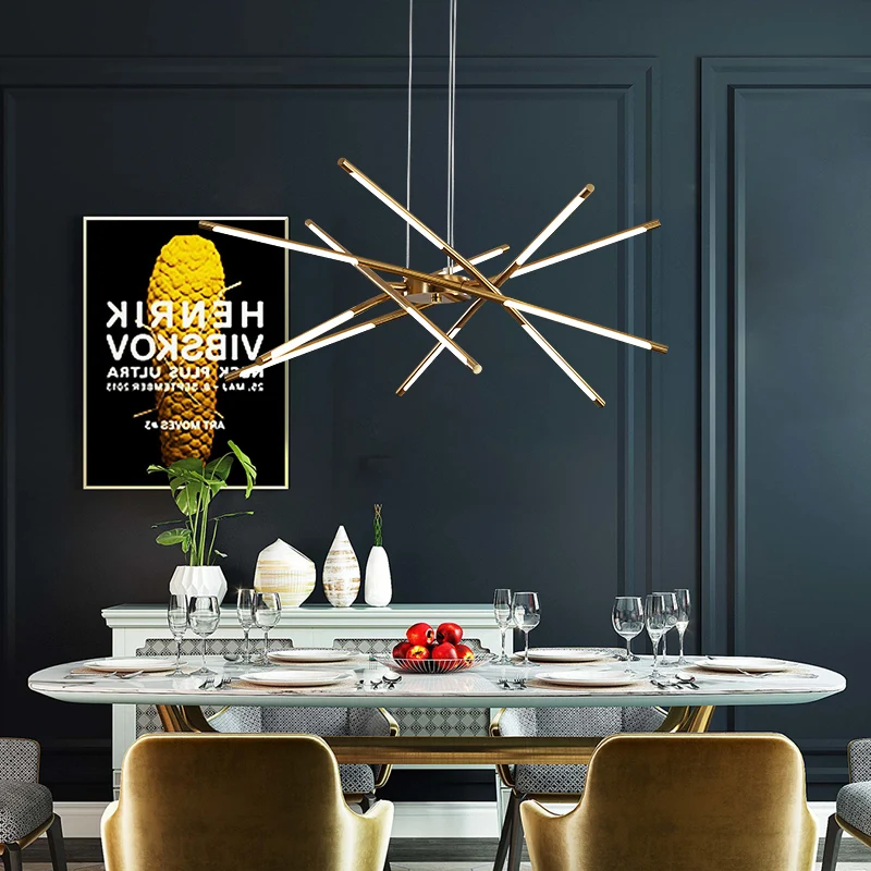 Modern Nordic Style LED Ceiling Chandelier For Living Room Dining Room Bedroom Kitchen Lamp Black Gold Design Suspension Light
