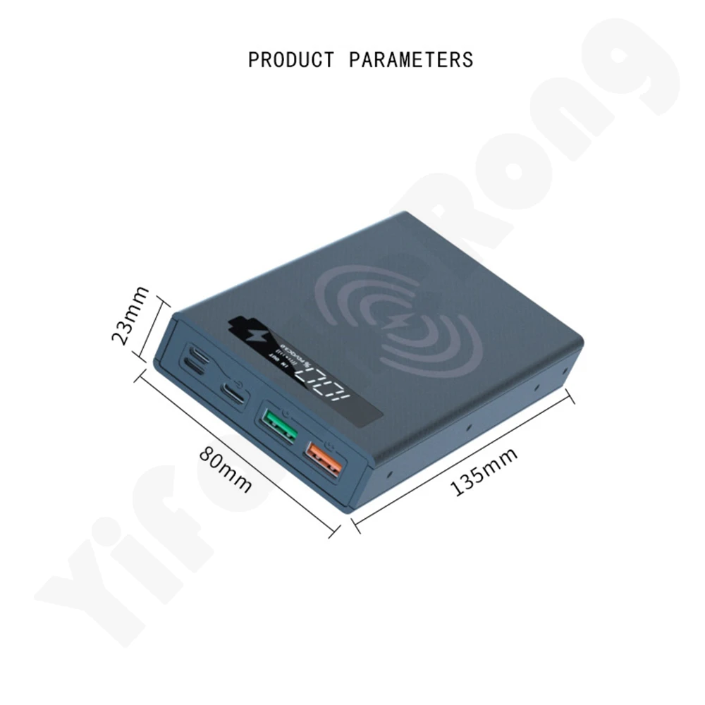 Внешний аккумулятор QC 3 0 PD 5*18650 с двумя USB-портами |
