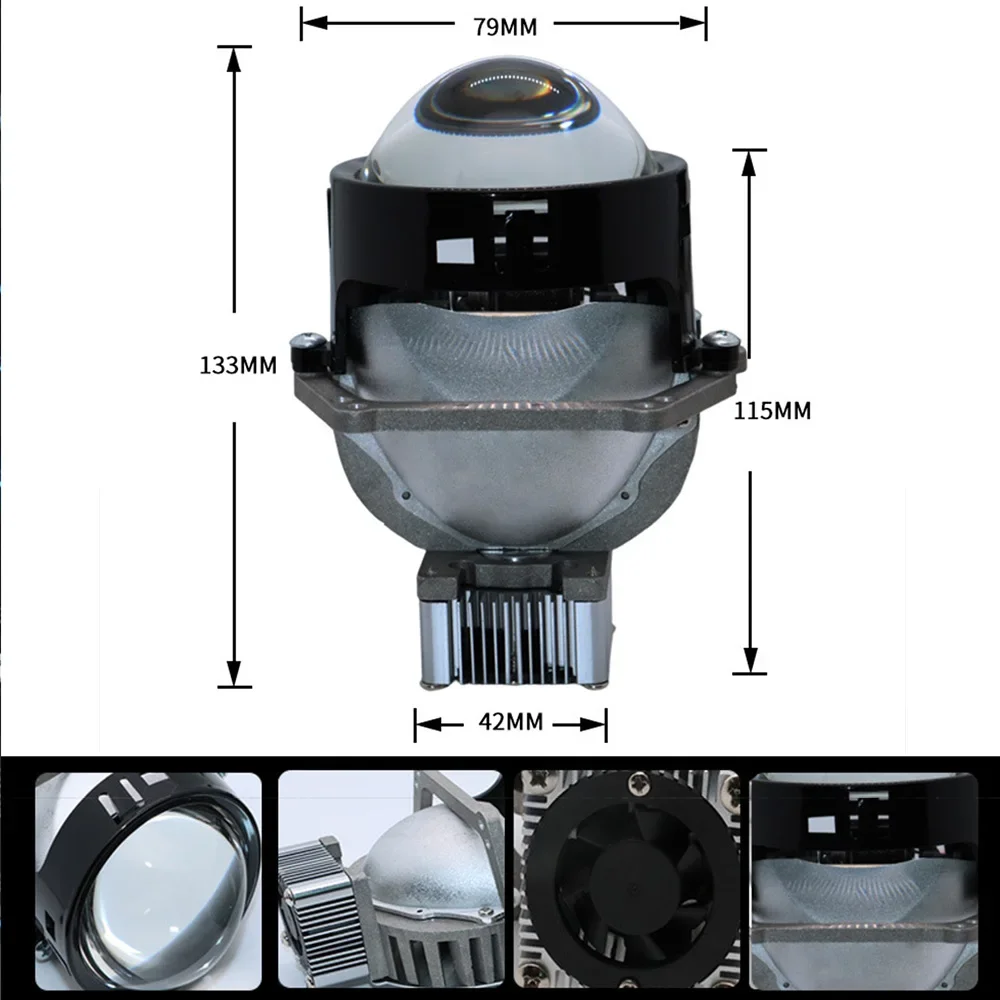 Высококачественная трехдюймовая проекционная линза H4 Bi светодиодный
