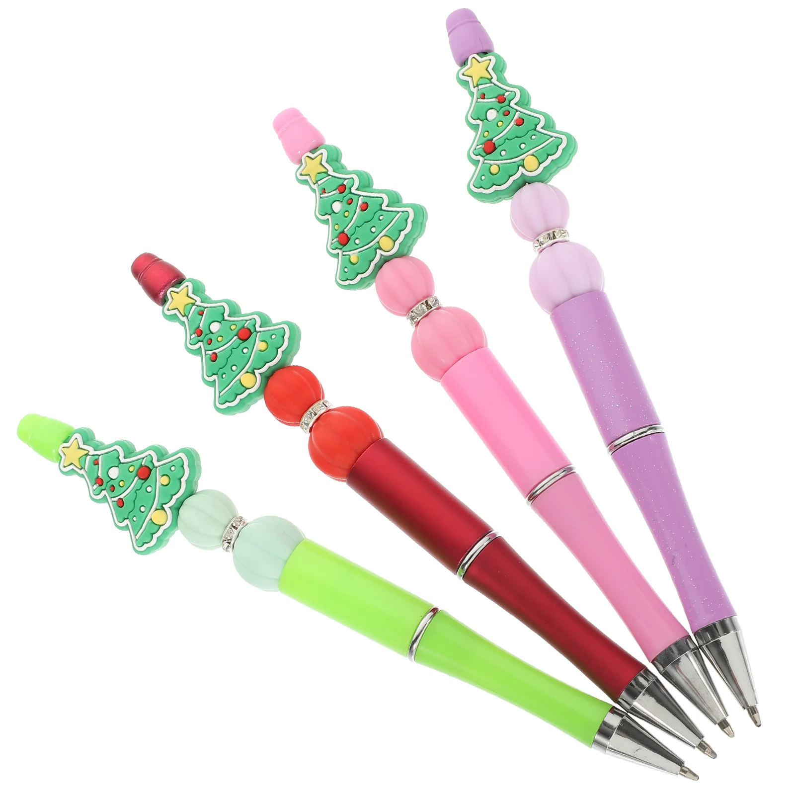 

4 Pcs Office Chaiers Christmas Themed Ballpoint Pens Portable Bulk Xmas Gifts Party Food Grade Silicone Cute Decorations