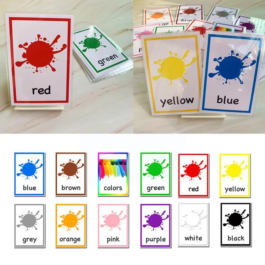 

12pcs/set Montessori English Learning Word Cards Children Kids English Color Toys Early Game Memory Words Educational Flash C0p5